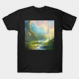 River leading to wizard's castle - DND Design T-Shirt